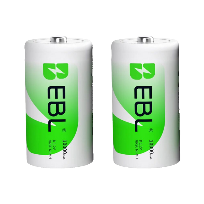 EBL D Cell 10,000mAh Ultra Pro Ni-MH Rechargeable Batteries High-Capacity D Size Battery