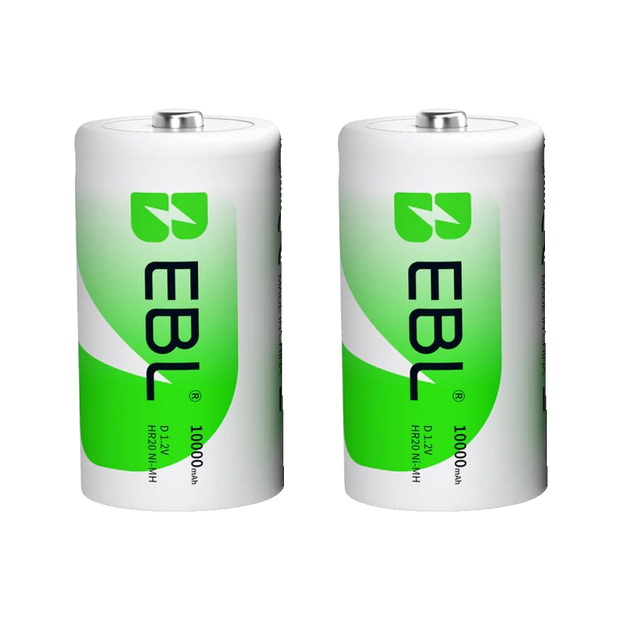 EBL D Cell 10,000mAh Ultra Pro Ni-MH Rechargeable Batteries High-Capacity D Size Battery