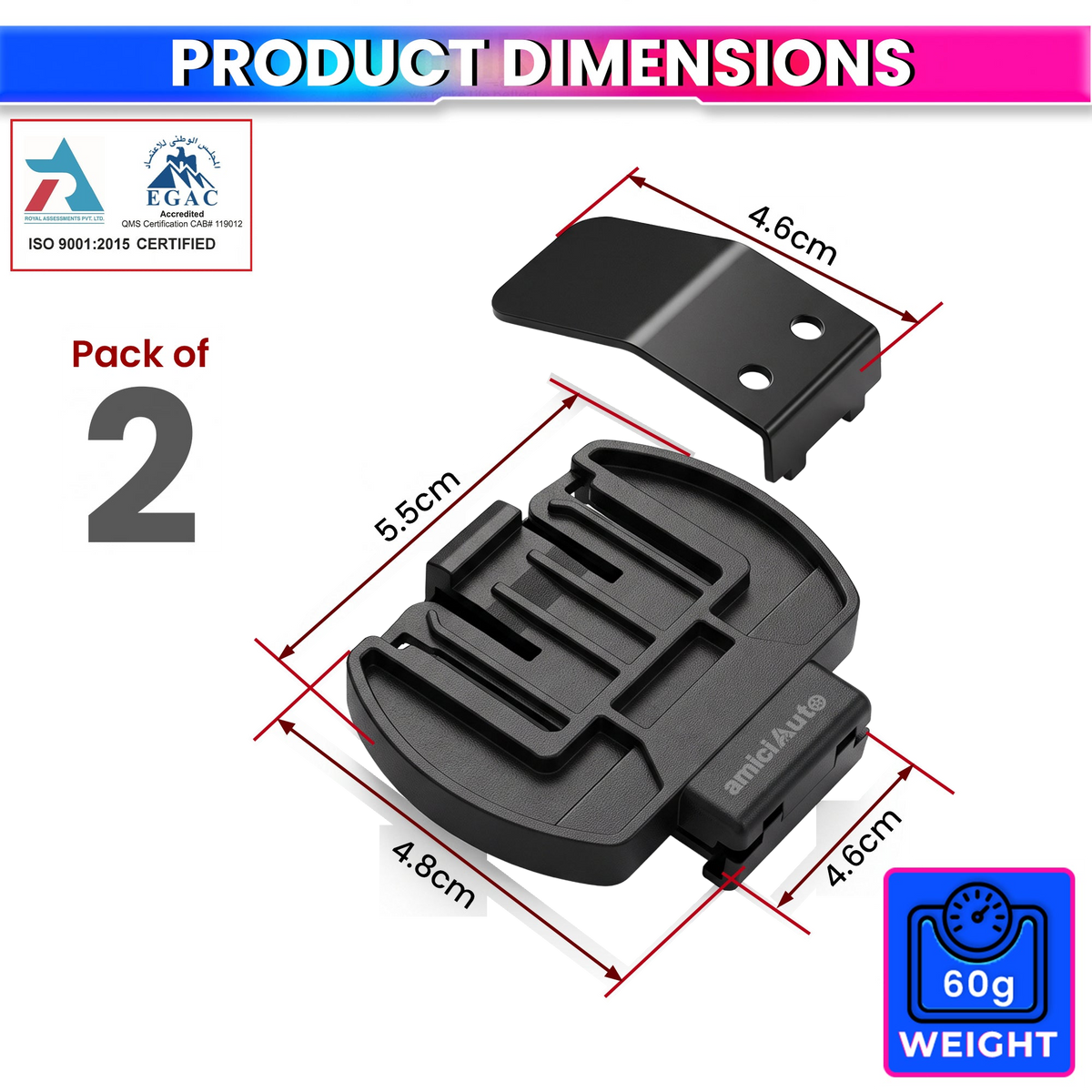 Intercom Mounting Clip Compatible with Ejeas V6, V6 Pro, V4 Plus Intercom
