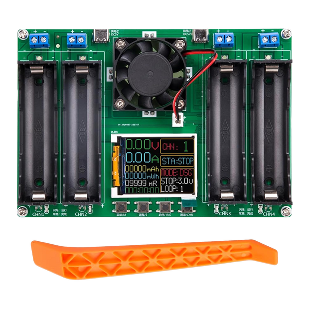 4-Slot Battery Capacity Tester for 18650 Battery Type, Digital Battery Power Detector Module