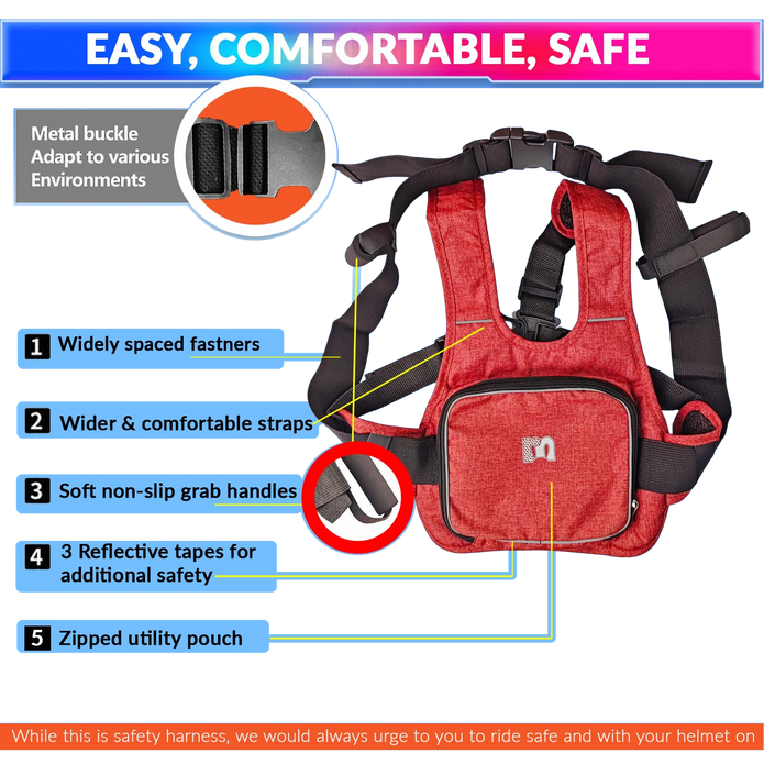 Children Motorcycle Safety Strap – Adjustable Harness for 2-12 Years