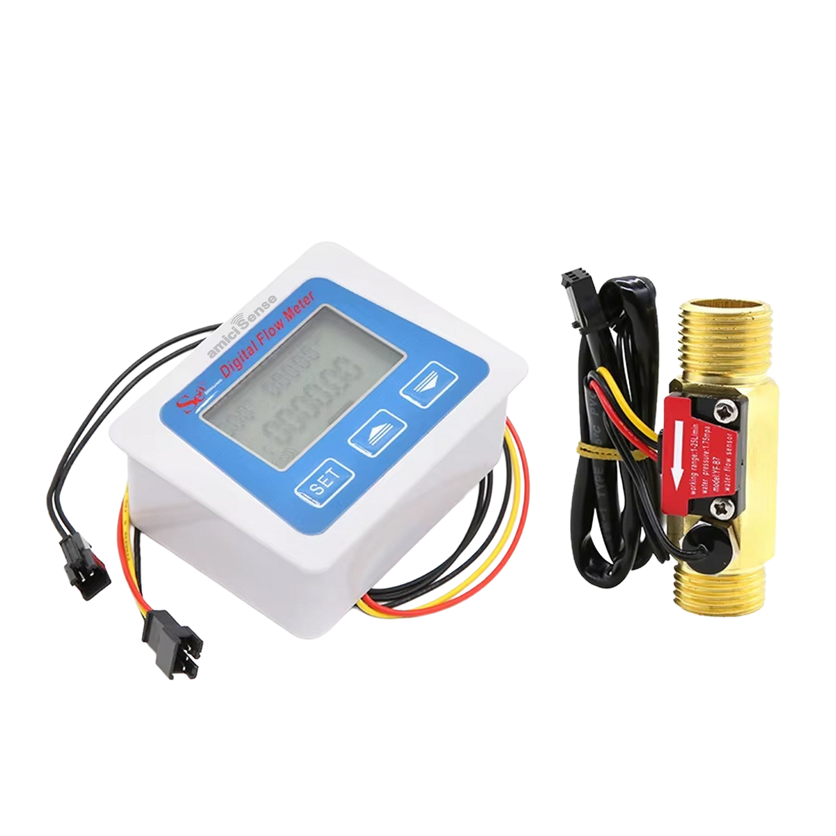 Digital Flow Meter for Water with LCD Display Real-Time Flow Rate, Temperature & Time Recording with Battery Indicator