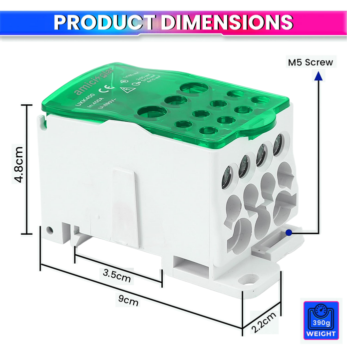 Heavy-Duty Terminal Block Junction Box | Multiple Output Ports with Brass Connectors