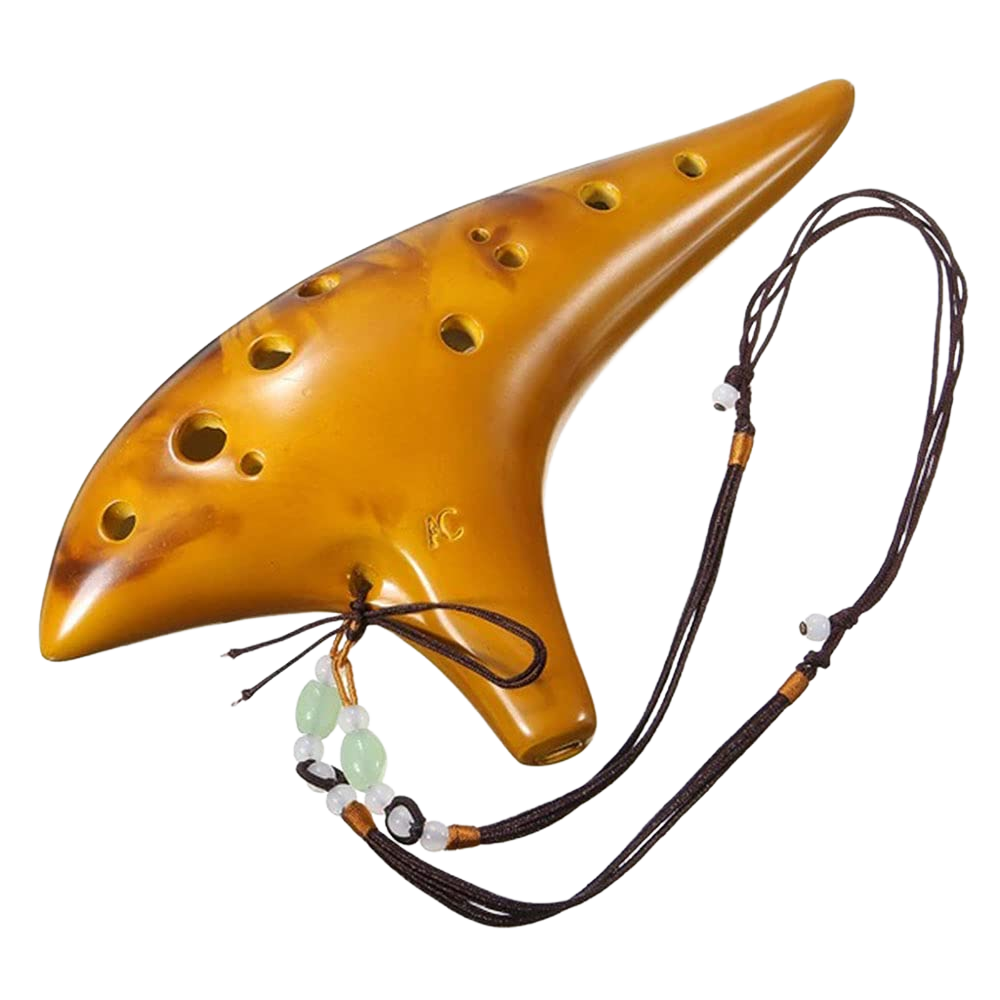 12 Hole Ocarina Alto C Key Ceramic Flute Folk Musical Instrument with Neck Strap, Carry Bag & Music Score