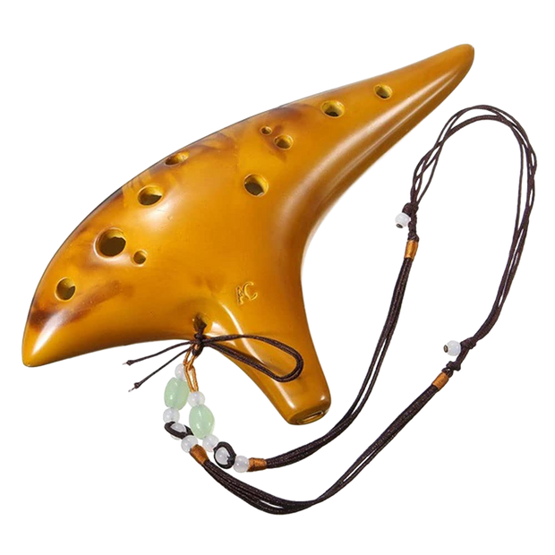 12 Hole Ocarina Alto C Key Ceramic Flute Folk Musical Instrument with Neck Strap, Carry Bag & Music Score