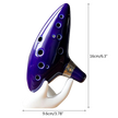 12 Hole Ocarina Alto C Key Ceramic Flute Folk Musical Instrument with Neck Strap, Carry Bag & Music Score