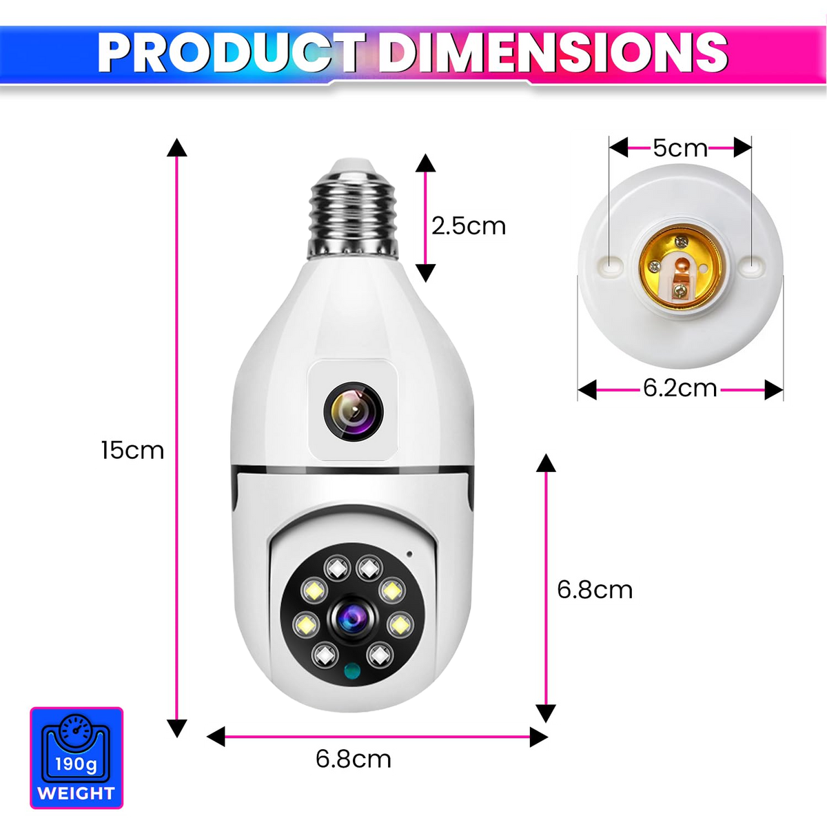 360°+90° Dual Lens CCTV Camera - Crystal Clear Night Vision, WiFi App Connectivity
