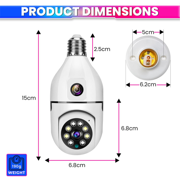 360°+90° Dual Lens CCTV Camera - Crystal Clear Night Vision, WiFi App Connectivity