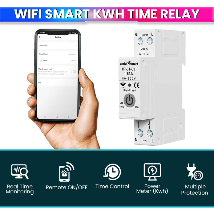 Wi-Fi Smart Timer Switch Energy Monitoring with App Control, Power Scheduling for Electricity Usage