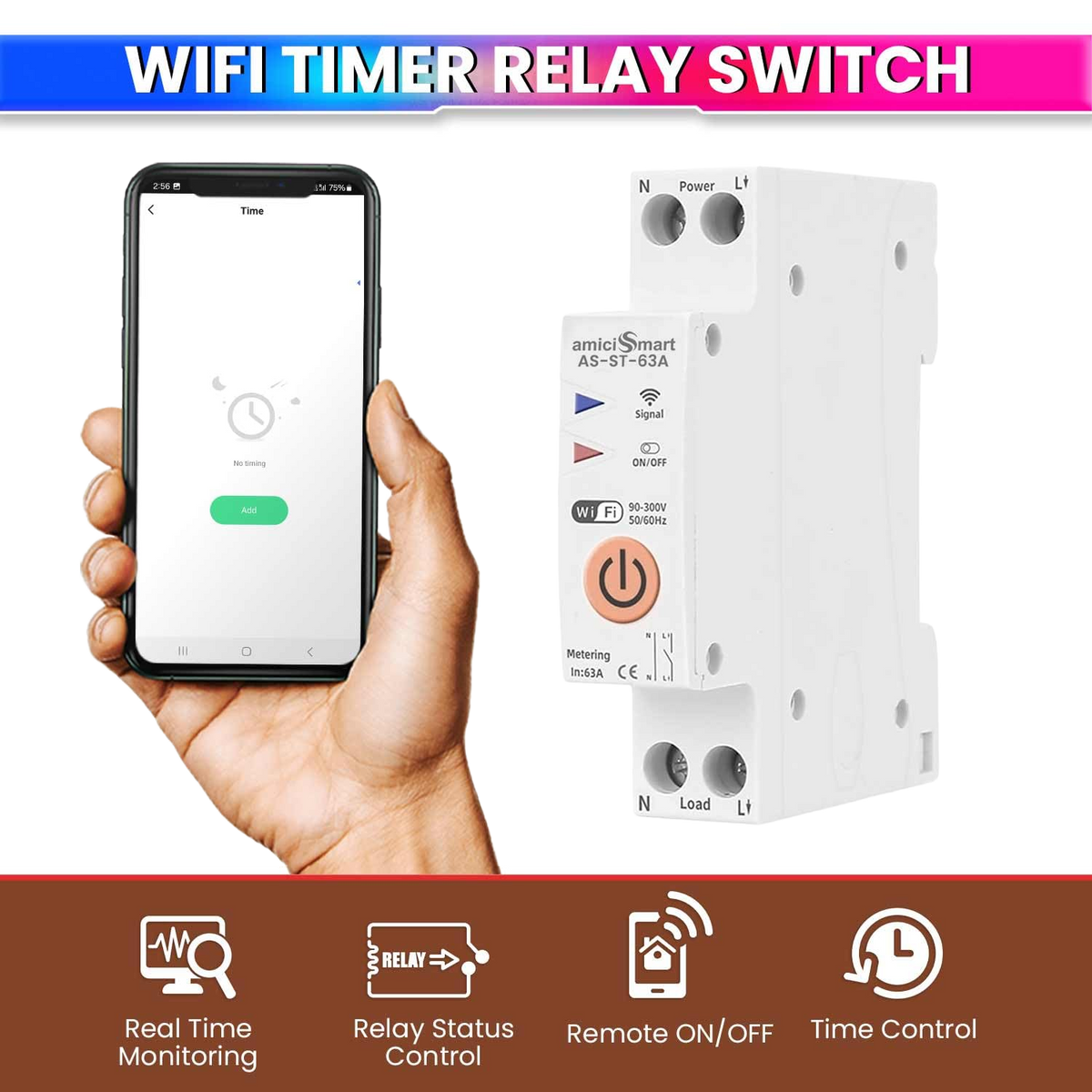 Wi-Fi Smart Timer Switch Energy Monitoring with App Control, Power Scheduling for Electricity Usage