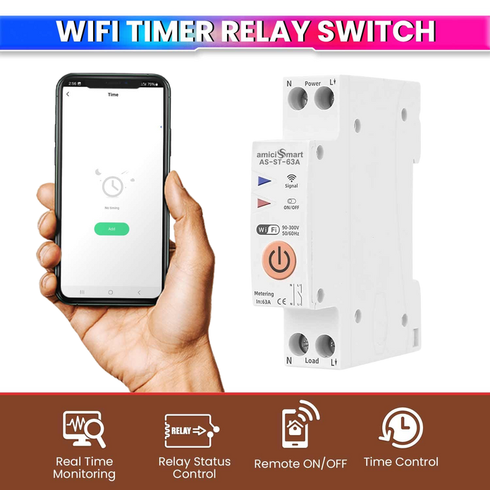 Wi-Fi Smart Timer Switch Energy Monitoring with App Control, Power Scheduling for Electricity Usage
