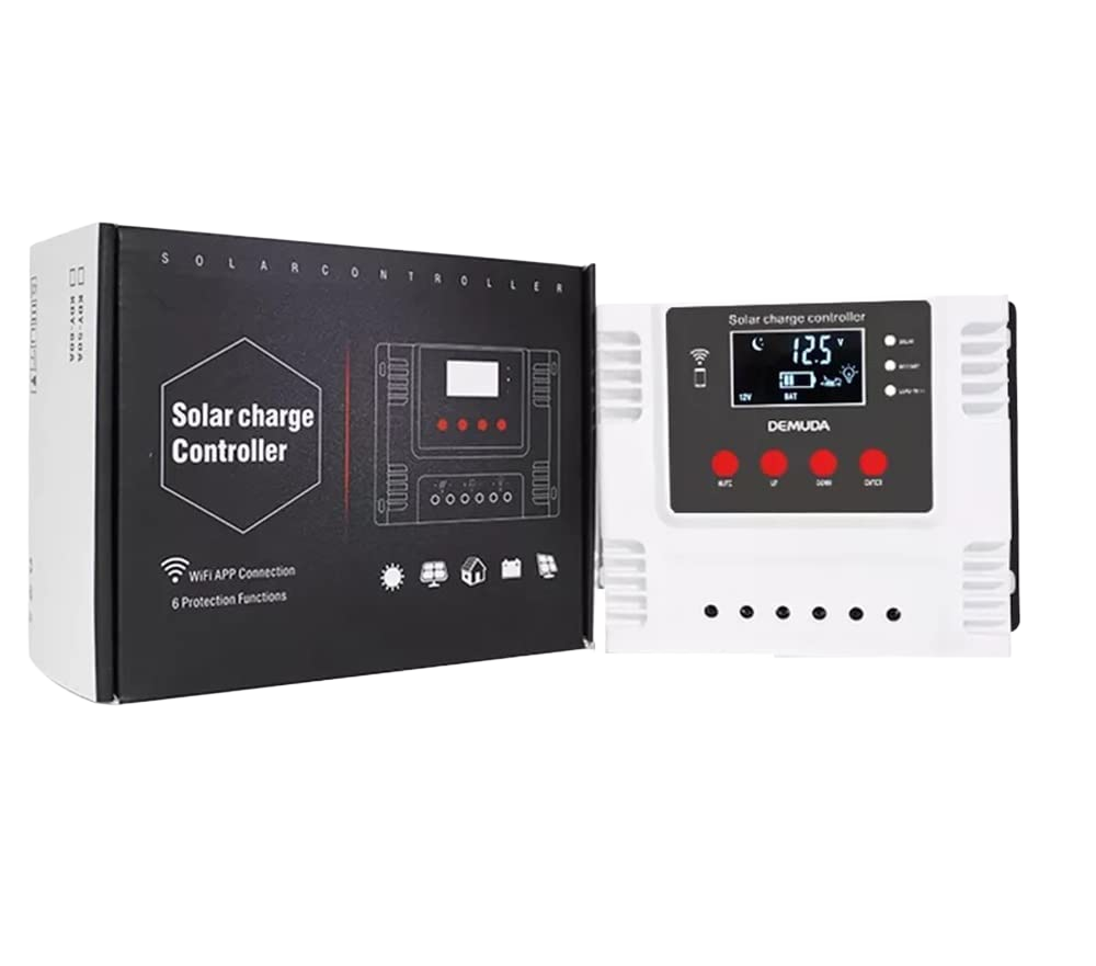 WiFi PWM Solar Charge Controller, Intelligent Lithium Battery Regulator for Solar Panel with LCD Display & 5V USB Port, 12V/24V/48V (40A)