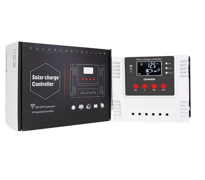 WiFi PWM Solar Charge Controller, Intelligent Lithium Battery Regulator for Solar Panel with LCD Display & 5V USB Port, 12V/24V/48V (40A)