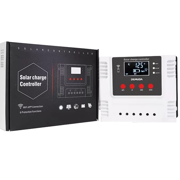 WiFi PWM Solar Charge Controller, Intelligent Lithium Battery Regulator for Solar Panel with LCD Display & 5V USB Port, 12V/24V/48V (40A)