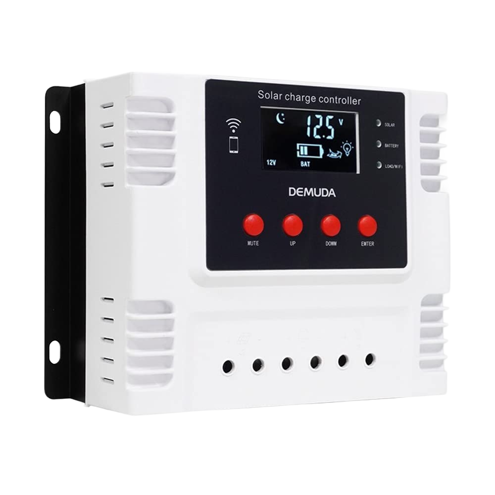 WiFi PWM Solar Charge Controller, Intelligent Lithium Battery Regulator for Solar Panel with LCD Display & 5V USB Port, 12V/24V/48V (40A)
