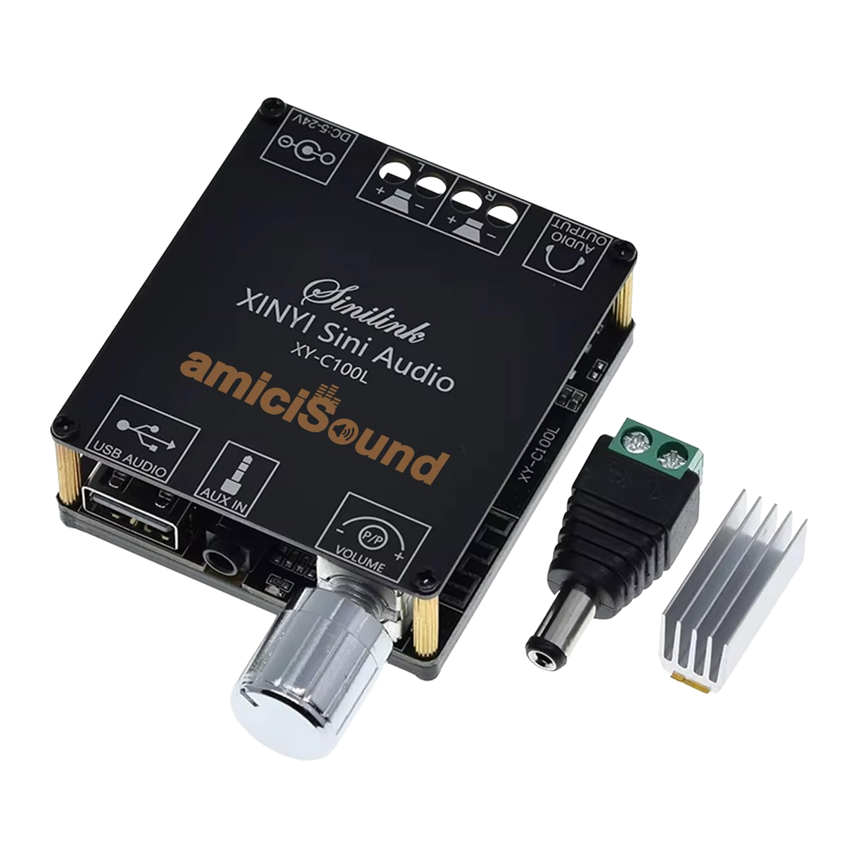 Mini Wireless Bluetooth 5.0 Audio Amplifier – Dual Channel DIY Speaker Amplifier with AUX/USB/U-Disk Input
