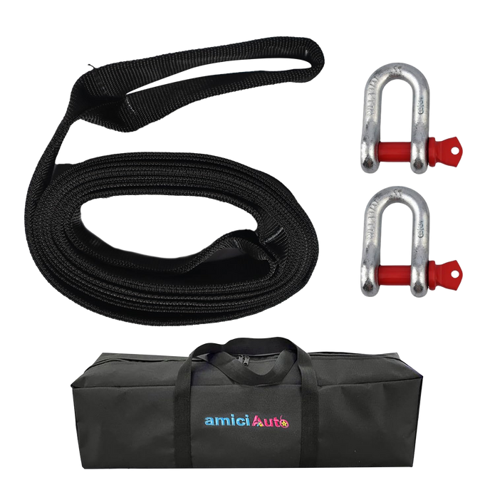 Heavy-Duty Tow Strap 4m Length, High-Strength Nylon Recovery Strap with Reinforced Loops
