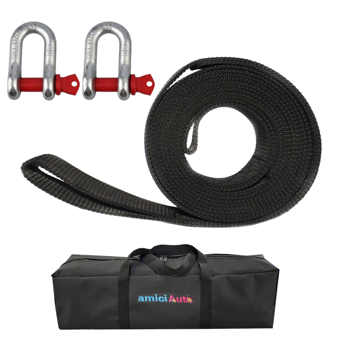 Heavy-Duty Tow Strap 4m Length, High-Strength Nylon Recovery Strap with Reinforced Loops