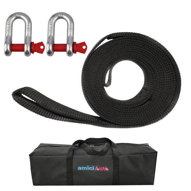 Heavy-Duty Tow Strap 4m Length, High-Strength Nylon Recovery Strap with Reinforced Loops