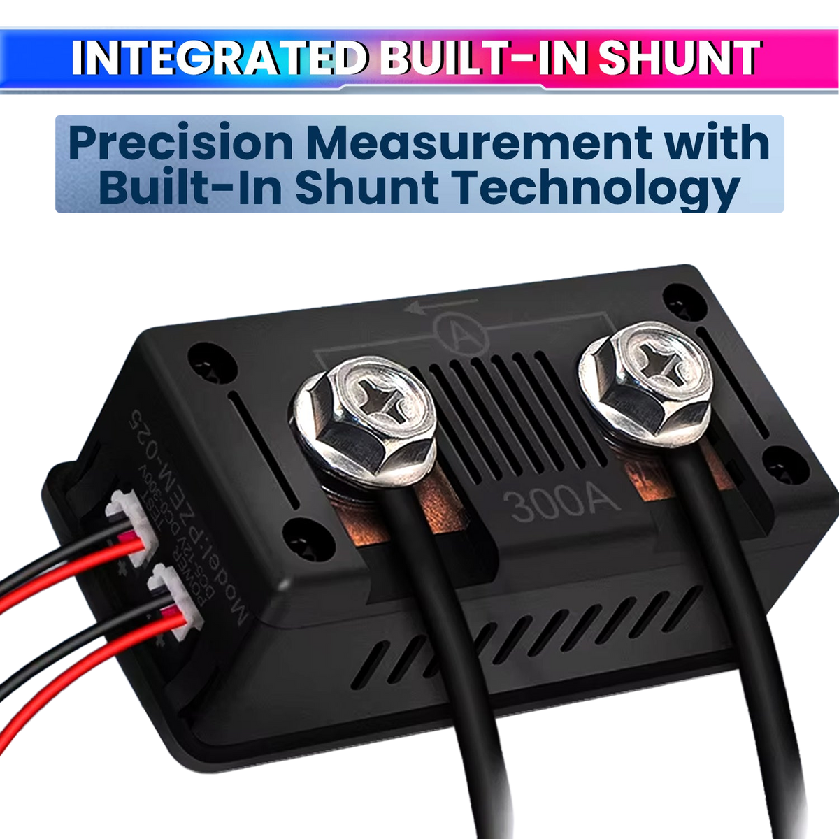 DC Energy Monitor – 300A, Bi-Directional Meter with Shunt for Voltage, Power & Monitoring