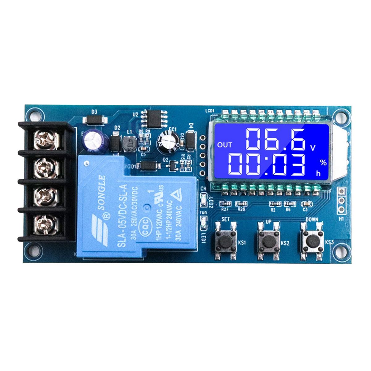 Battery Charge Control Module with LCD Display DC 6~30V Automatic Charging Control with Overcharge Protection (30A)