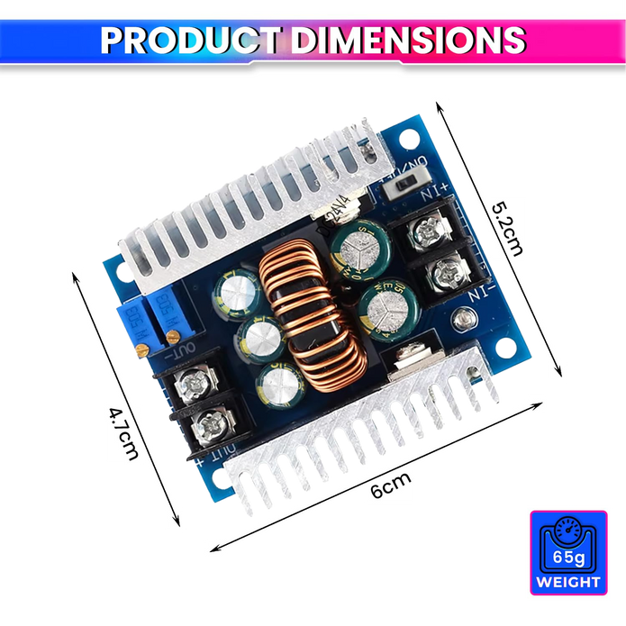 300W 20A DC-DC Buck Converter, 6V-40V to 1.2V-36V Step-Down Power Module, 95% Efficiency