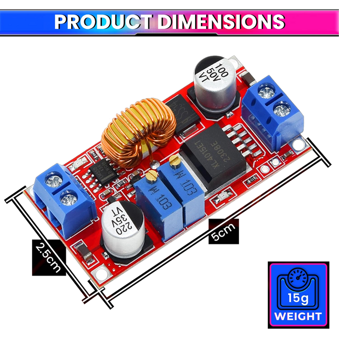 75W 5A DC-DC Buck Converter Module, 4-38V to 1.25-36V Step-Down Power Supply