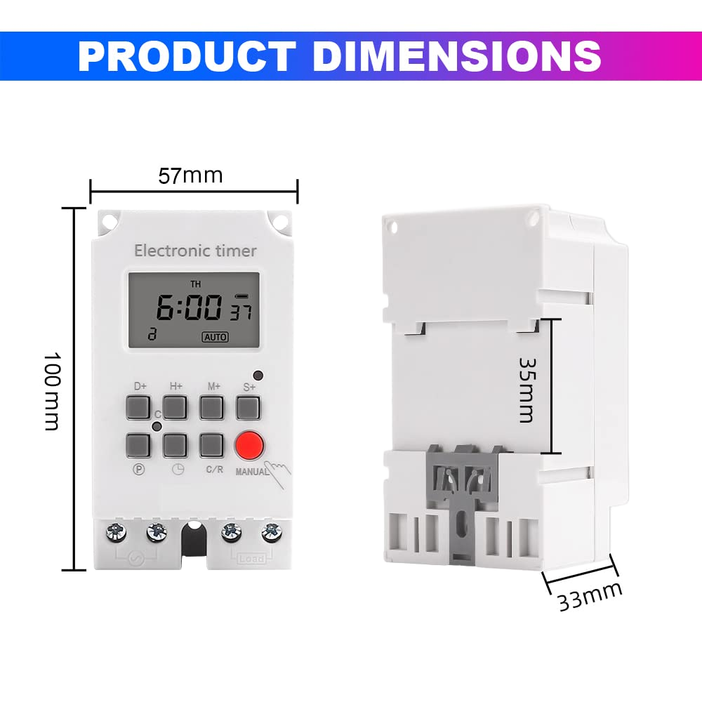 Programmable Timer Switch – 220V, 25A, 1 Sec Interval | Auto On/Off for Light & Fan