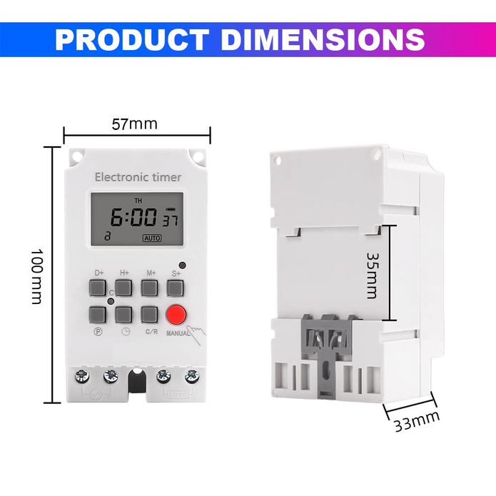 Programmable Timer Switch – 220V, 25A, 1 Sec Interval | Auto On/Off for Light & Fan