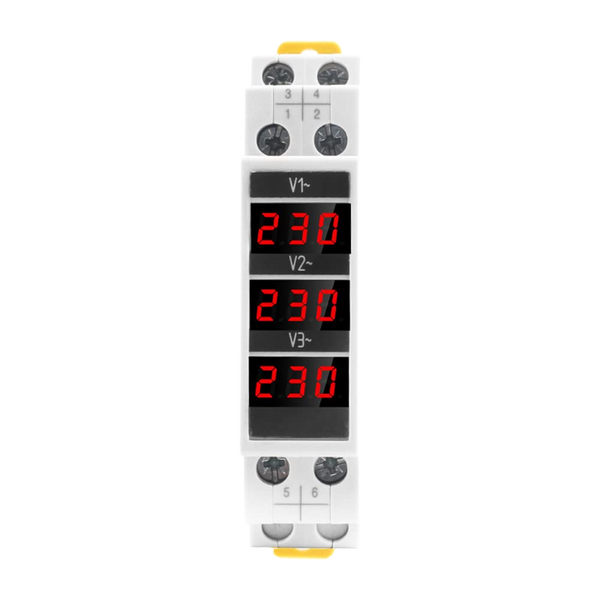3-Phase Voltage Meter, AC 80-500V Mini Voltage Tester with Accurate LED Display Reading & Din Rail Mount
