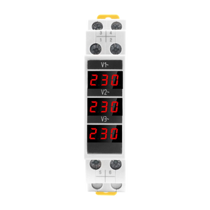 3-Phase Voltage Meter, AC 80-500V Mini Voltage Tester with Accurate LED Display Reading & Din Rail Mount