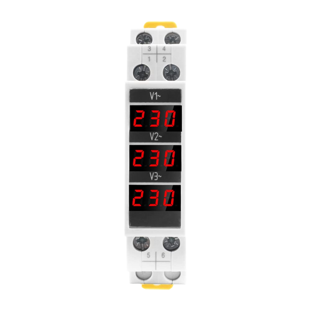 3-Phase Voltage Meter, AC 80-500V Mini Voltage Tester with Accurate LED Display Reading & Din Rail Mount