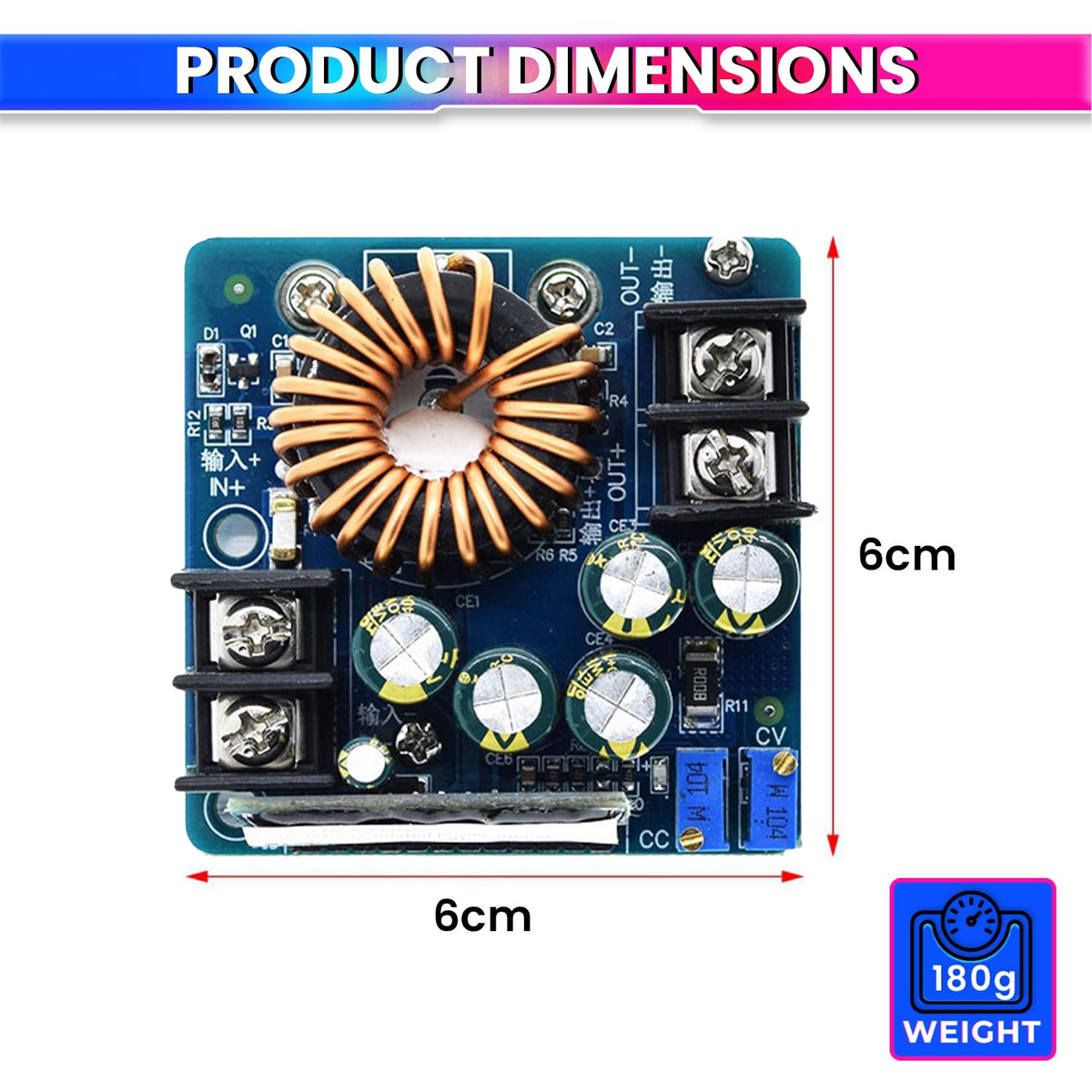 DC-DC 400W 15A Adjustable Buck Converter, DC 10.5V-60V to 0.5V-45V Power Supply Module Ideal for Battery Charging & Power Supplies