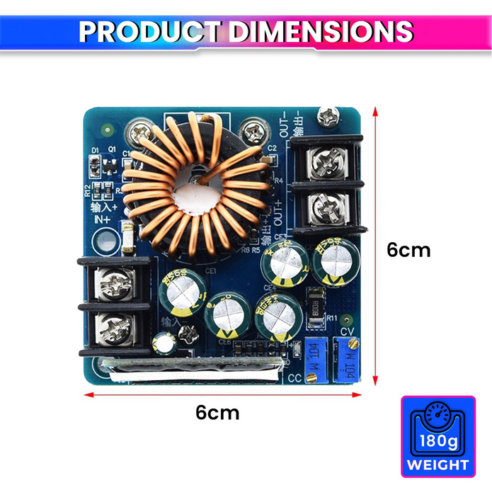DC-DC 400W 15A Adjustable Buck Converter, DC 10.5V-60V to 0.5V-45V Power Supply Module Ideal for Battery Charging & Power Supplies