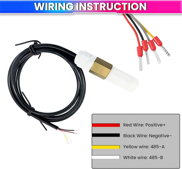 Digital RS485 Temp & Humidity Sensor – PE Waterproof Probe, -40°C to 80°C, Modbus RTU