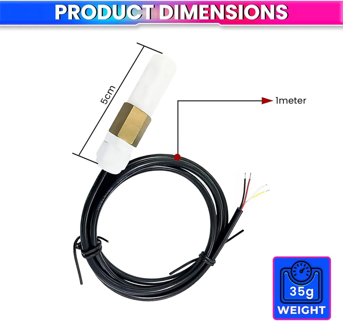Digital RS485 Temp & Humidity Sensor – PE Waterproof Probe, -40°C to 80°C, Modbus RTU