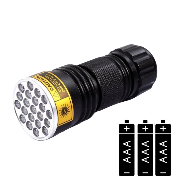 21LED UV Flashlight, 395~400nm Ultra-Violet Metal Torch Black Light