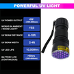 21LED UV Flashlight, 395~400nm Ultra-Violet Metal Torch Black Light