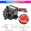 12V DC Brushless Submersible Water Pump, 4.8W Motor 240LPH Flow Rate, 3M Lift Height & Ultra-Quiet Operation