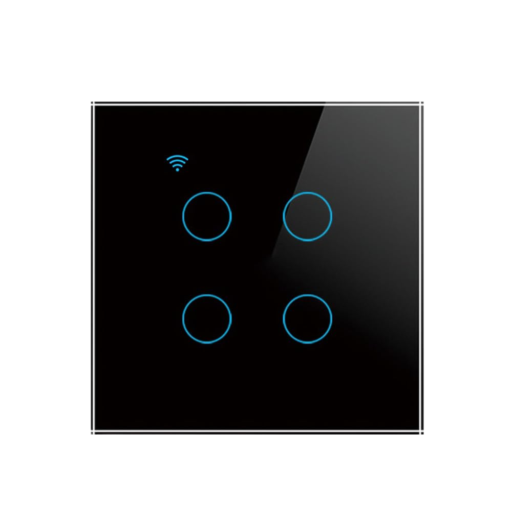 WiFi Touch Switch – 4 Gang, 230V/10A, Alexa/Google Compatible, Interlocking, SmartLife App