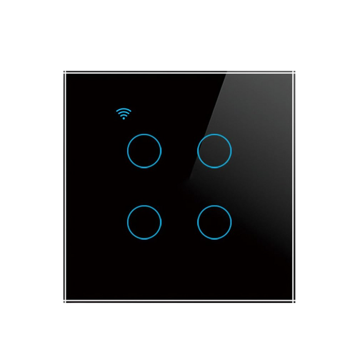 WiFi Touch Switch – 4 Gang, 230V/10A, Alexa/Google Compatible, Interlocking, SmartLife App