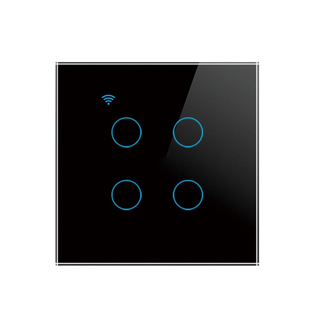 WiFi Touch Switch – 4 Gang, 230V/10A, Alexa/Google Compatible, Interlocking, SmartLife App