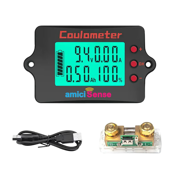 Coulomb Counter 8–120V Bi-Directional Battery Capacity Meter with Voltage, Current & Ah Display for Lithium & Lead-Acid Batteries