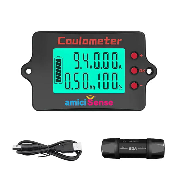Coulomb Counter 8–120V Bi-Directional Battery Capacity Meter with Voltage, Current & Ah Display for Lithium & Lead-Acid Batteries