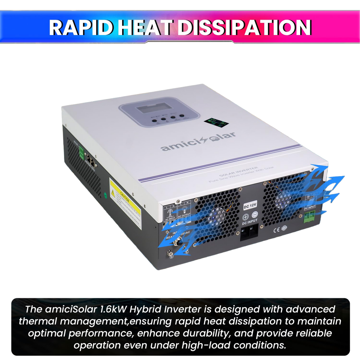 MPPT Solar Inverter | Dual AC & DC Input| Supports 2000W Solar Panel (1.6kW Hybrid Inverter)