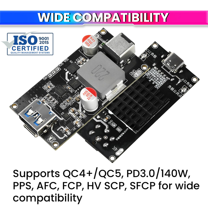 140W USB-C Fast Charging & Discharging Module Supports 2S–6S Lithium Batteries Smart Protection
