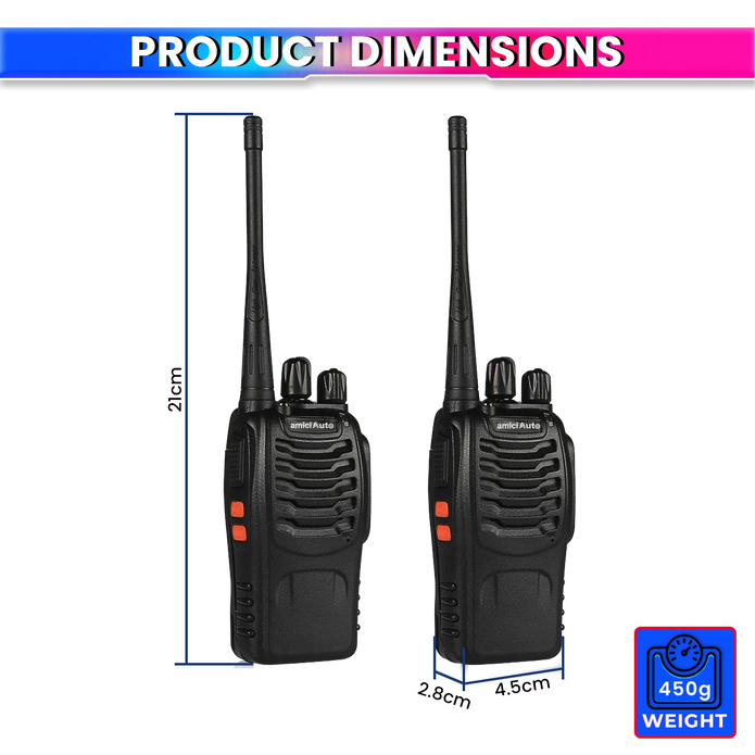 Walkie Talkie 2-Way Radio with 16 Channel Rechargeable Handheld Transceiver with Flashlight & Low Battery Alarm