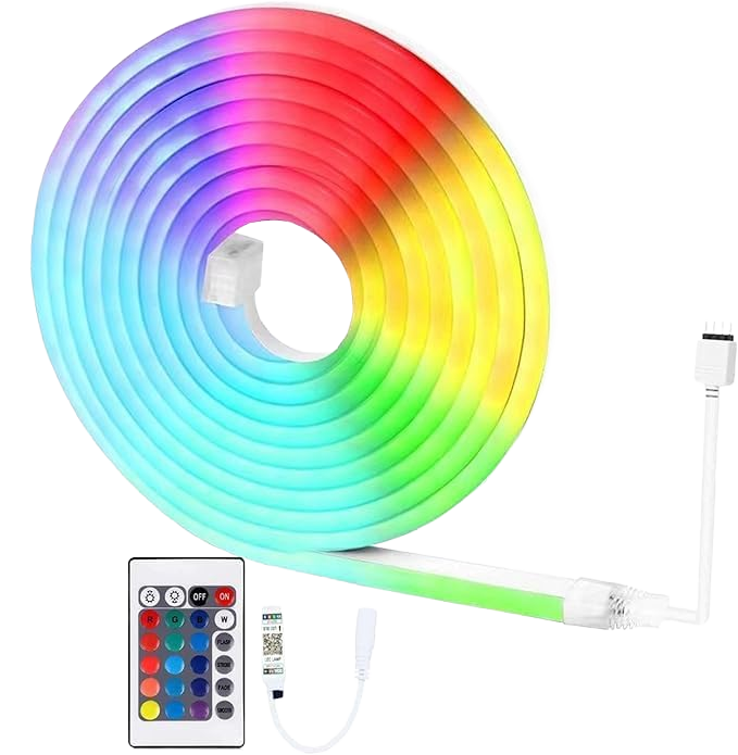 RGB Neon LED Strip Light – 5M Flexible Lights with Smart App & Remote Control, Music Sync Decorative Lighting