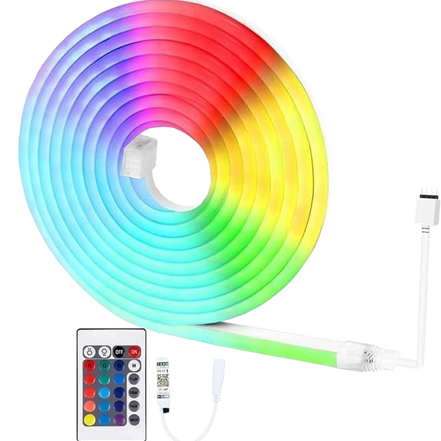RGB Neon LED Strip Light – 5M Flexible Lights with Smart App & Remote Control, Music Sync Decorative Lighting