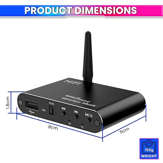Bluetooth 5.4 Audio Receiver & Transmitter with Mic, Remote, aptX-LL, Dual Connection, 3.5mm AUX